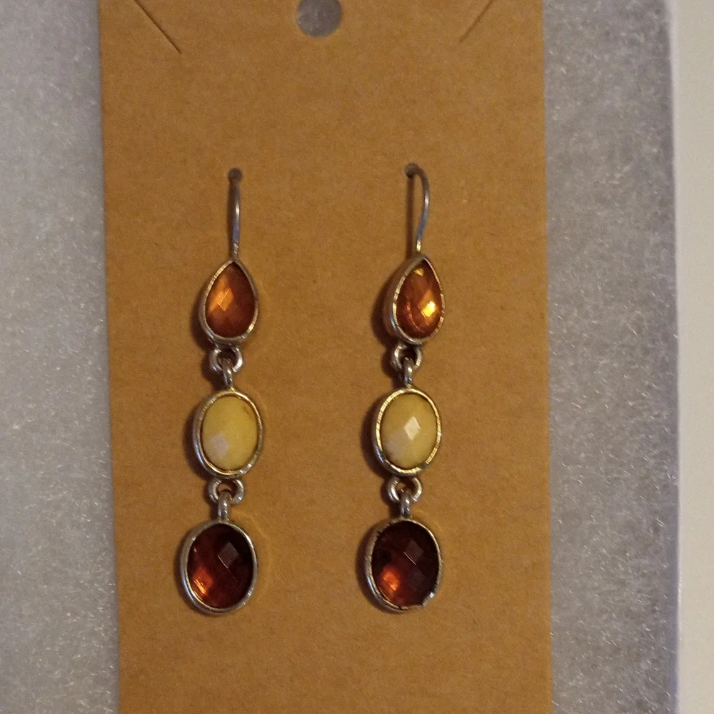 Elegant Amber and Cream Drop Earrings